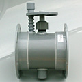 ダンパー　PVC 100A　一枚羽根タイプ　丸ハンドル　フランジ部:成形品使用　側面